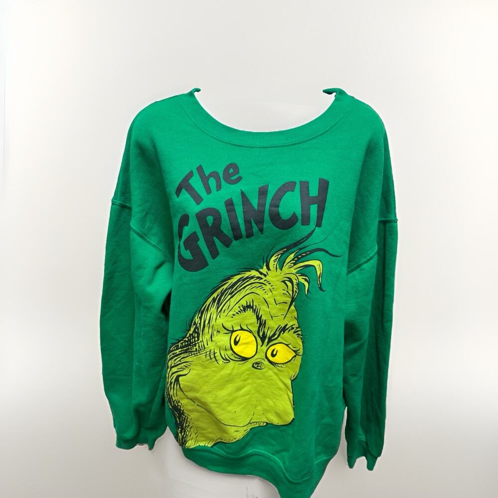 The Grinch Womens Oversized Sweatshirt Green Christmas Dr Seuss XL Pullover